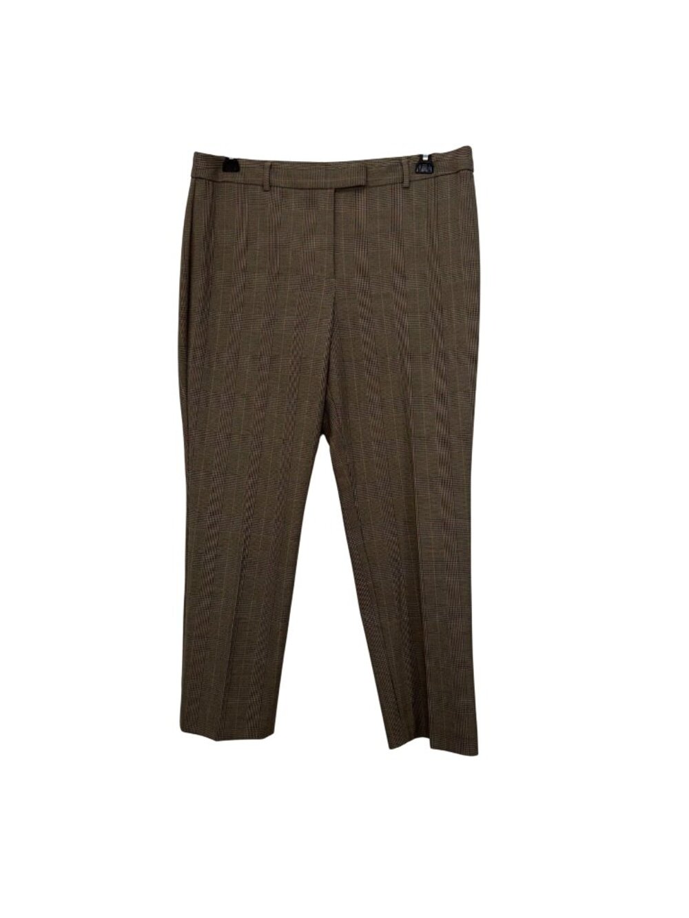Talbots Women High-Waist Straight Trousers Pants Size 16 Petite Brown Plaid